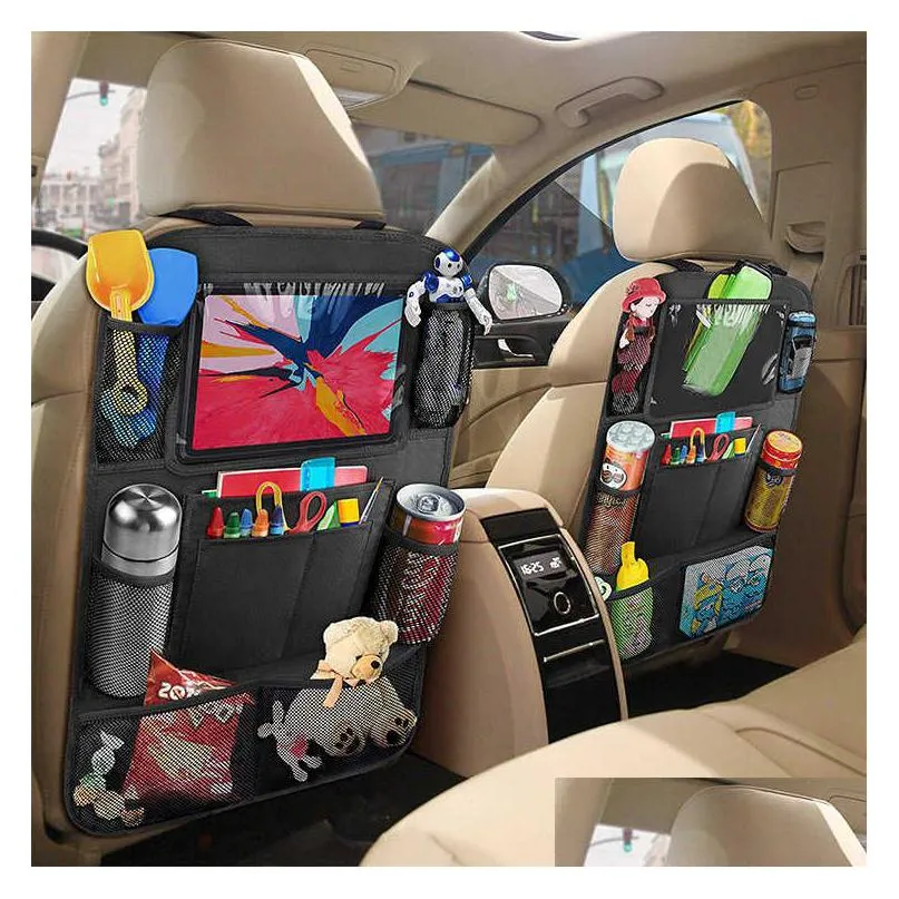 back seat 2pcs car organizer 9 storage pockets with touch screen tablet holder protector for kids children accessories