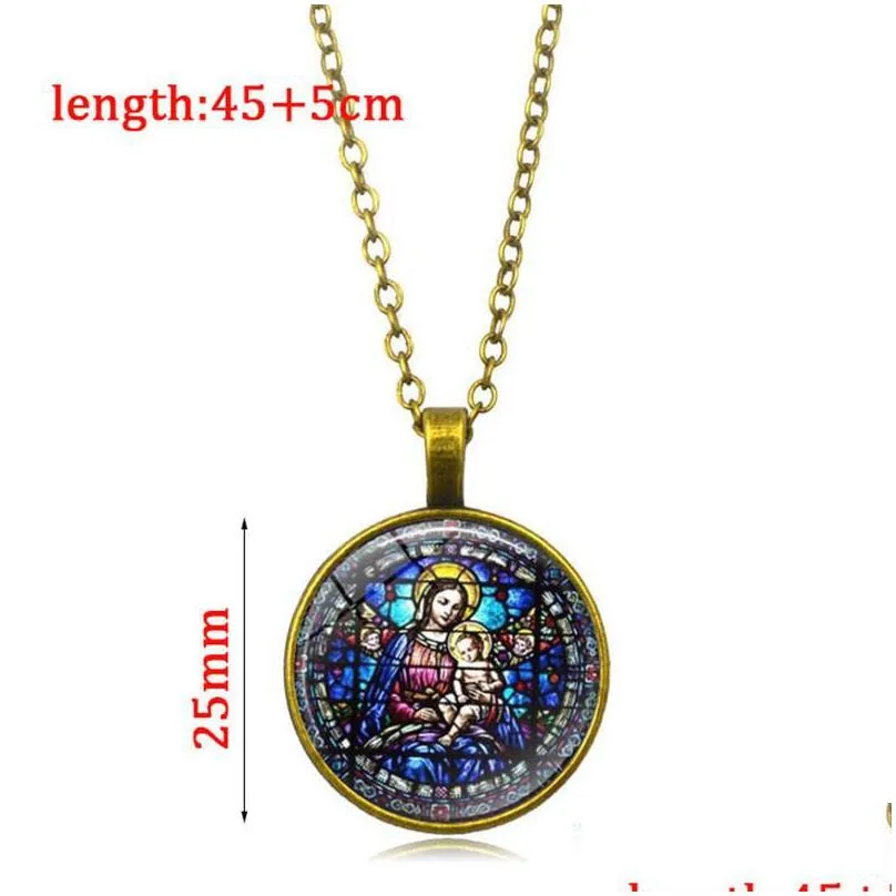 Pendant Necklaces Virgin Mary Pendants Necklaces Chain Vintage Bronze Fashion Lucky Color Women Christianity Jewelry Our Lady Goddess Dhgvz