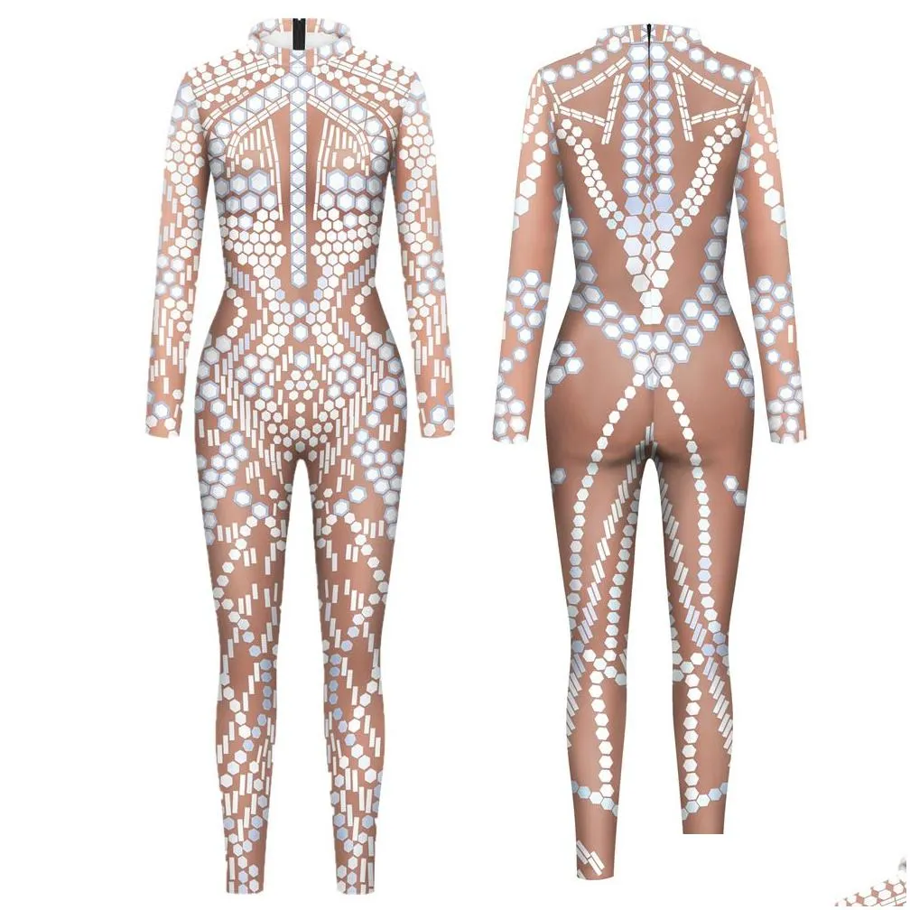 Catsuit Costumes Catsuit Costumes Black Hands Touch Shinny Sequin Glitter Jumpsuit Y Women Cosplay Zentai Halloween Bodysuit Apparel C Otglj