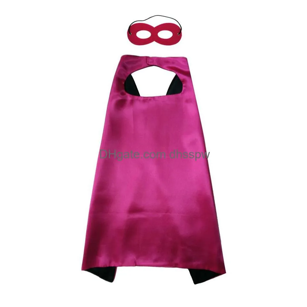 double sided superhero costumes cape and mask set 70x70cm kids satin cosplay cloark mix order halloween christmas birthday gifts party