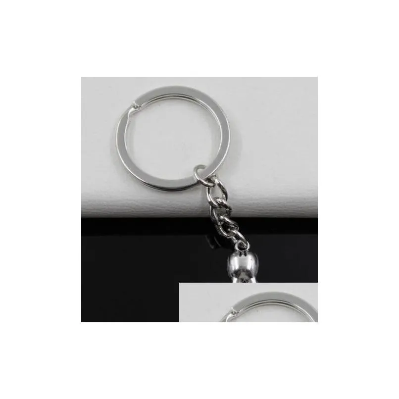 Key Rings 20Pcs/Lot Diy Accessories Antique Sier Zinc Alloy Zombie Tooth Teeth Chain Key Ring Keychain Jewelry Dhmln