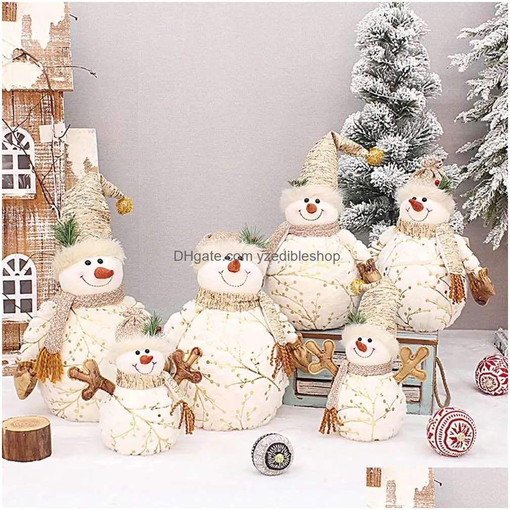 christmas decorations 605026cm big size christmas dolls decoration short plush printe santa claus snowman doll for christmas tree ornaments figurine