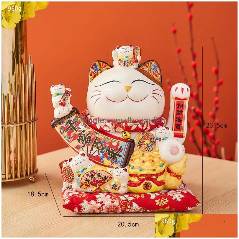 Decorative Objects & Figurines Decorative Objects Figurines Ceramic Maneki Neko Lucky Cat Home Waving Hand Feng Shui Fortune Dhgarden Dhwpm