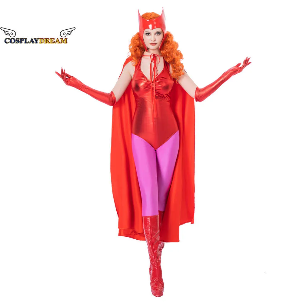 Cosplay Cosplay Wanda Vision Scarlet Witch Cosplay Kostüm Wanda Maximoff Cosplay Kostüm Frauen Overall Outfits Halloween Karneval SuitCosplay