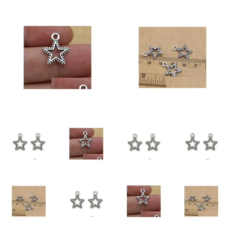 Charms 200Pcs/Lot Ancient Sier Alloy Star Charms Pendants For Diy Jewelry Making Findings 17.5X14Mm Jewelry Jewelry Findings Component Dhdom