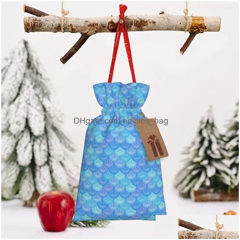 christmas decorations fish pattern fashion packaging bag gift storage drawstring halloween candy festival