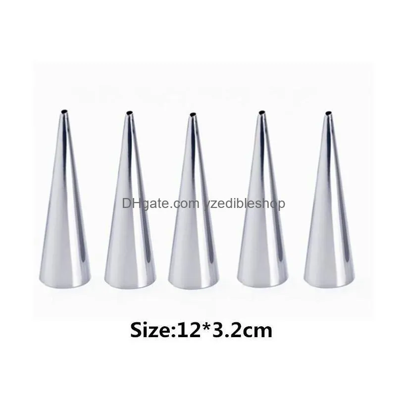 baking pastry tools 5/10pcs stainless dessert tool steel cream horn molds conical tube cone roll mod kitchen coil drop delivery ho