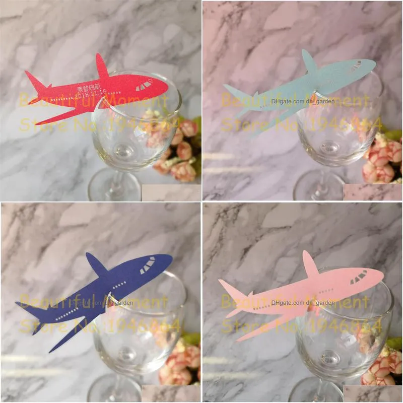 Greeting Cards Greeting Cards 60Pcs Laser Cut Air Plane Shape Table Name Place Wine Cup Paper Wedding Party Decoration Favor Dhgarden Dhafz