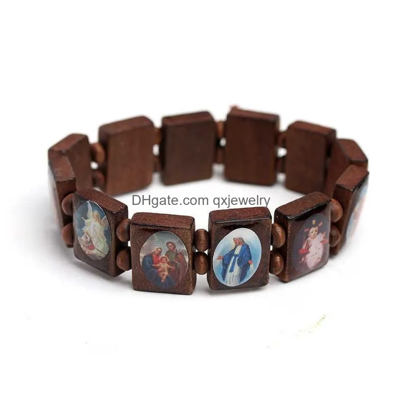 Beaded Natural Wooden Catholic Jewelry Christian Jesus Faith Rosary Bracelet Relius Jewelry9754387 Jewelry Bracelets Dh2Dr