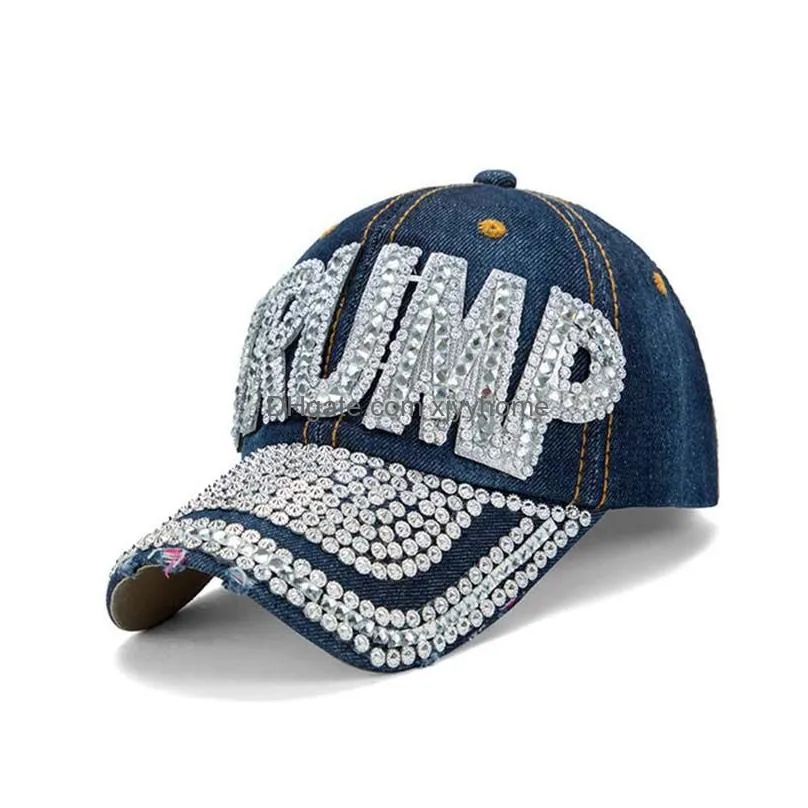 Other Home & Garden 13 Styles Bling Diamond Trump 2024 Baseball Cap Usa Election Campaign Hat  Diamonds Caps Adjustable Snapback Dhsxo