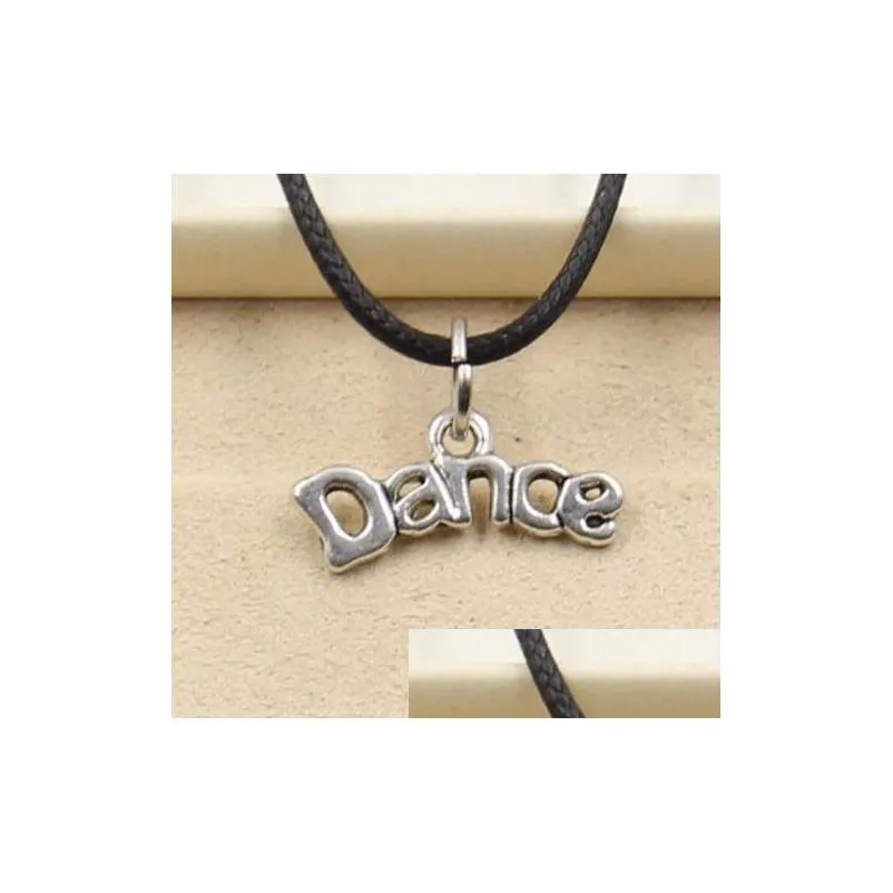 Pendant Necklaces Sell 20Pcs/Lot Tibetan Sier Dance Necklace Choker Charms Pendant Black Leather Jewelry Necklaces Pendants Dhbwt