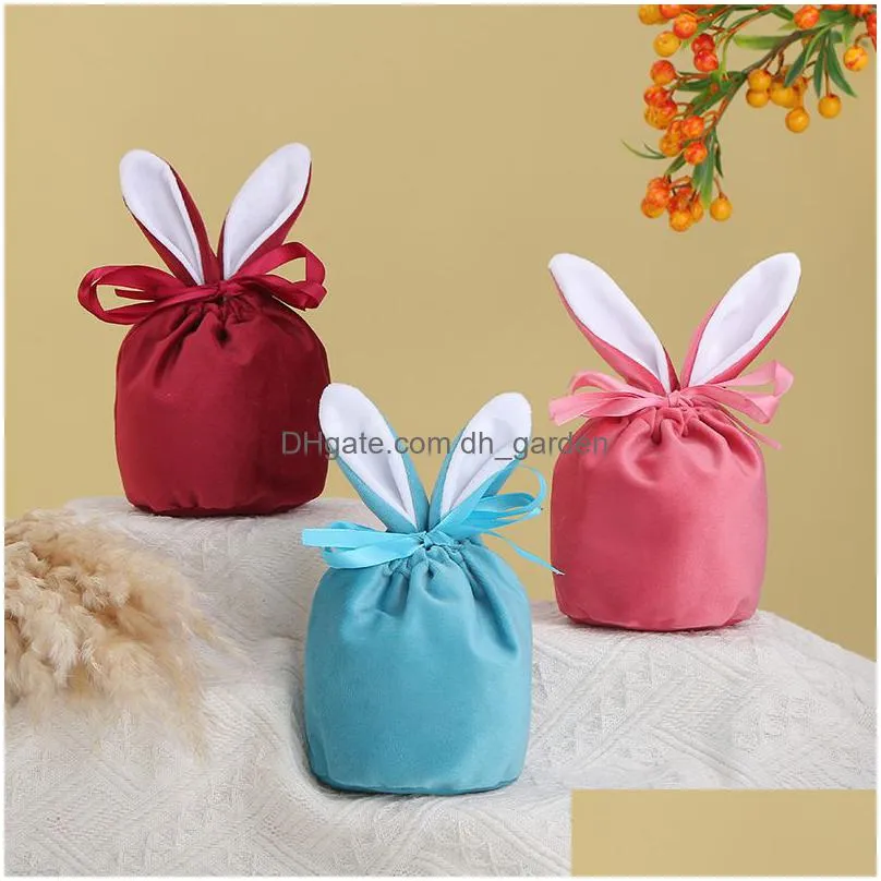 Gift Wrap Gift Wrap 10Pcs/Lot Easter Bunny Rabbit Bags Ears Veet Bag Box Sugar Wedding Candy Creative Cute Decor Mixed Colou Dhgarden Dhfjp