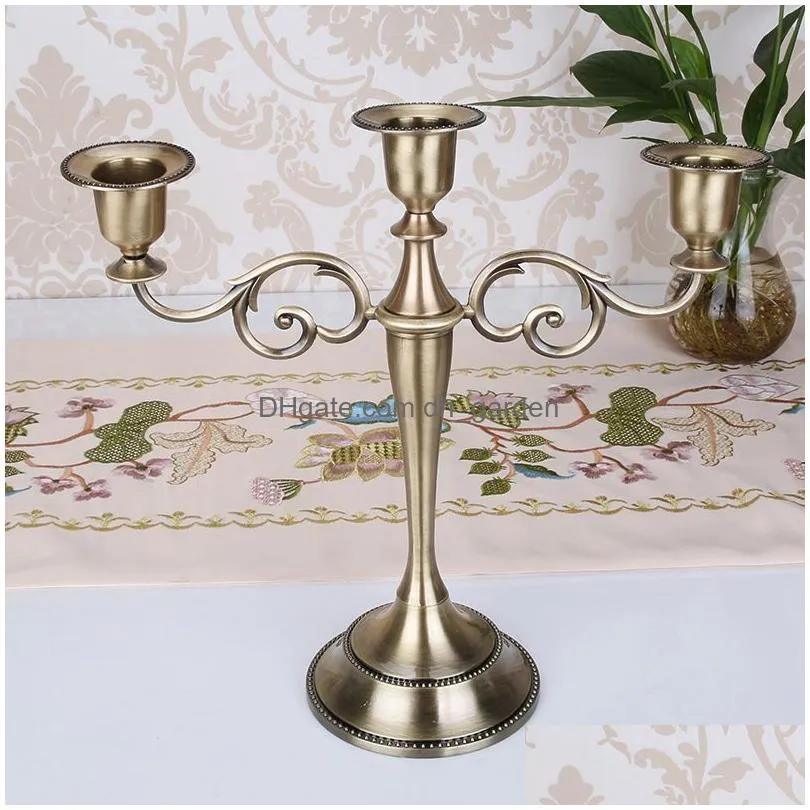 Candle Holders Metal Sier/Gold Plated Candle Holders 7-Arms Stand Zinc Alloy High Quality Pillar For Wedding Portavelas Cand Dhgarden Dhfb5