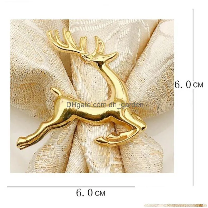 Napkin Rings Napkin Rings 12Pcs Christma Elk Holder Alloy High Quality Cute Deer Xmas Delicate Ring Bar Restaurant Christmas Dhgarden Dhdxy