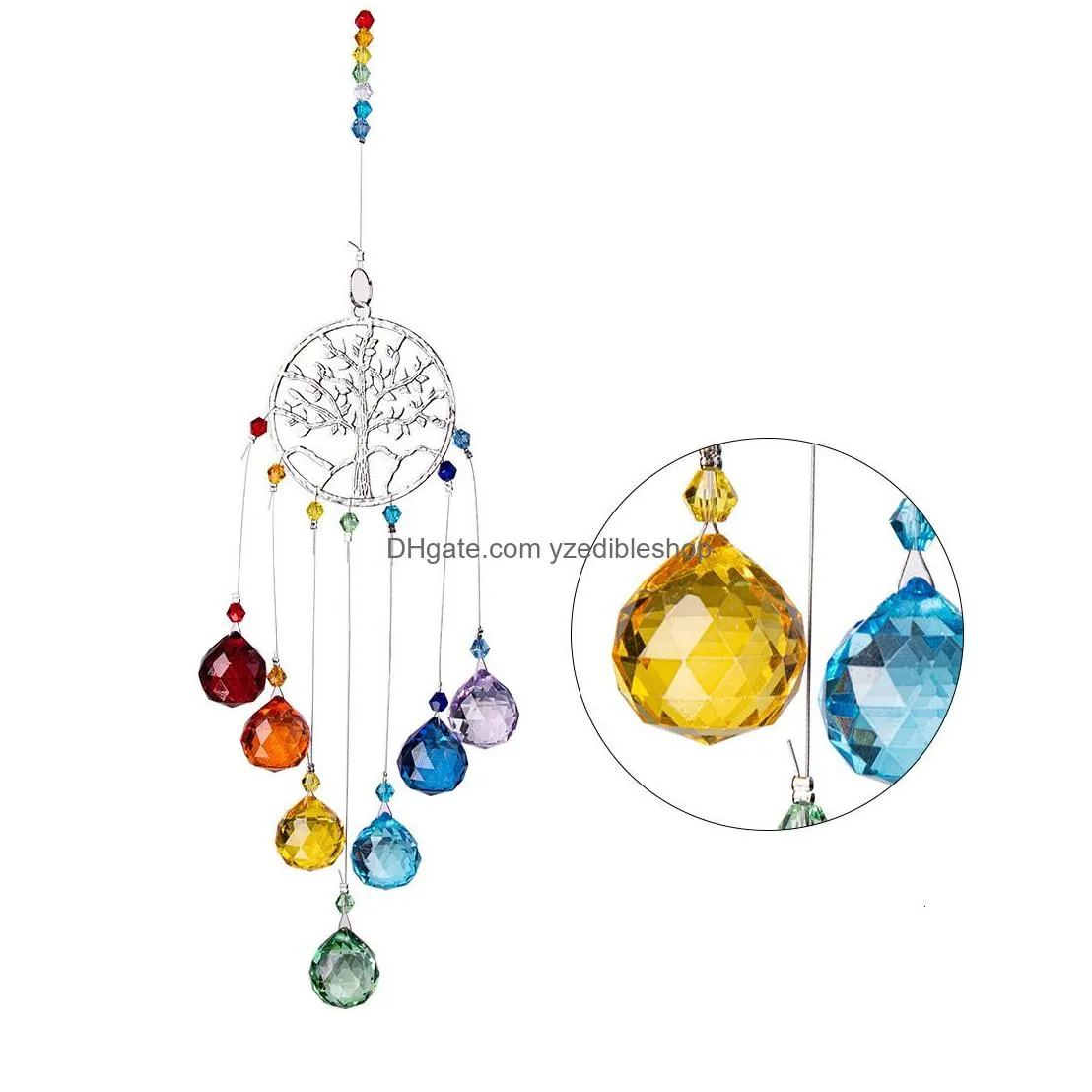 garden decorations hanging crystal lighting ball pendant diy tree of life pendant crystal ball sun catcher crystal ball prism for outdoor home