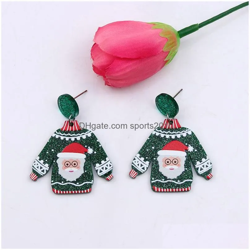 christmas sweater design earring jewelry ear pendants eardrop decorations santa claus cartoon toy merry xmas year women festive gift party supplies