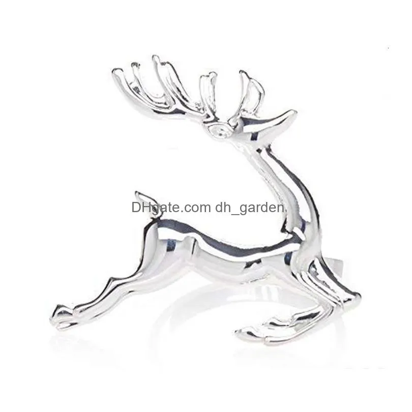 Napkin Rings Napkin Rings 12Pcs Christma Elk Holder Alloy High Quality Cute Deer Xmas Delicate Ring Bar Restaurant Christmas Dhgarden Dhdxy