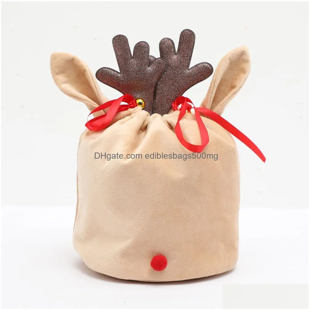 santa kids candy sack reindeer christmas gift bag christmas colorful gift wrapping bags