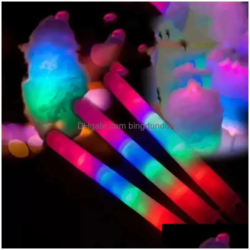 led light up cotton candy cones colorful glowing marshmallow sticks impermeable colorful marshmallow glow stick fy5031