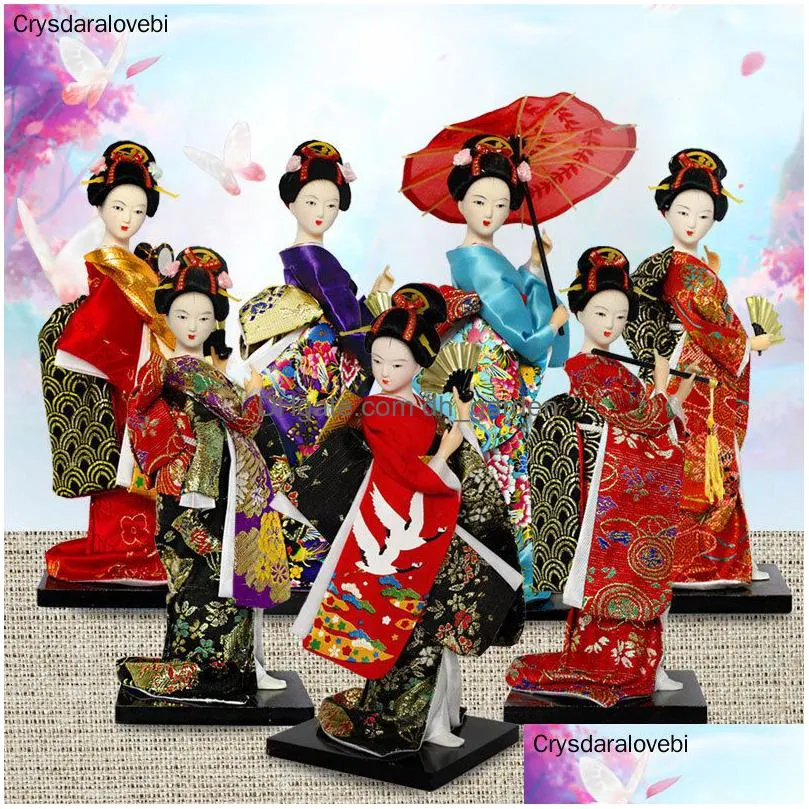 Decorative Objects & Figurines Decorative Objects Figurines 25Cm Kawaii Statuette Japanese Geisha Dolls Kimono Belle Girl La Dhgarden Dhevk
