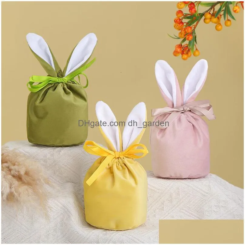 Gift Wrap Gift Wrap 10Pcs/Lot Easter Bunny Rabbit Bags Ears Veet Bag Box Sugar Wedding Candy Creative Cute Decor Mixed Colou Dhgarden Dhfjp