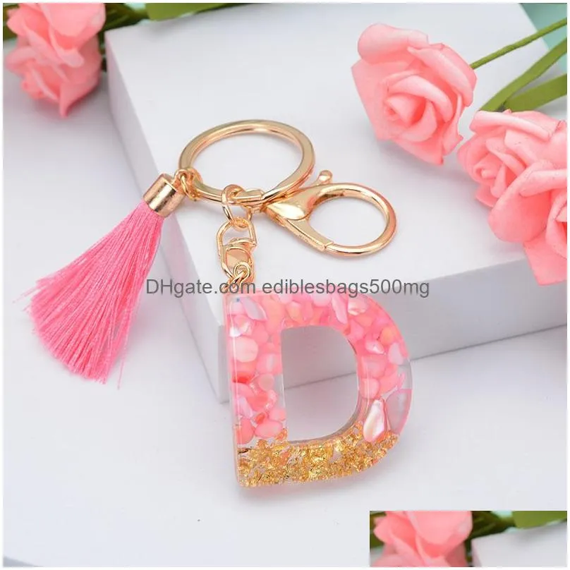 letter initial keychain party favor handbag car pendant name keyring diy 26 letter acrylic charms keychains for women girls