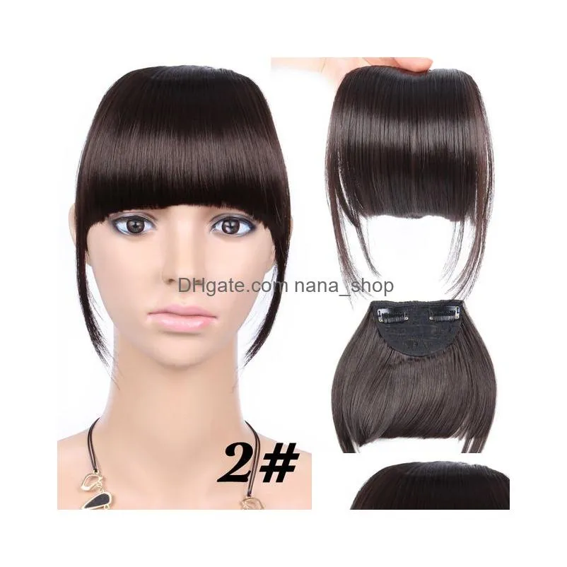 6 inches short front neat bangs clip in bang fringe hair extensions straight synthetic 100 real natural hairpiece1496234