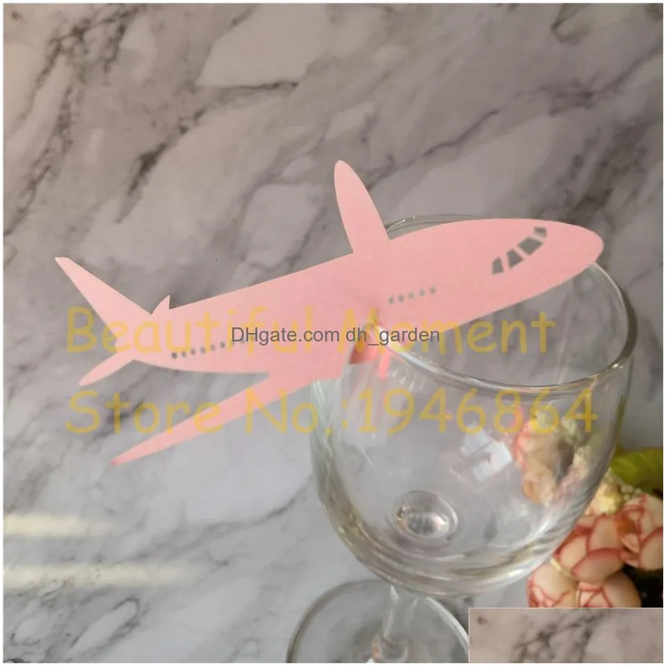 Greeting Cards Greeting Cards 60Pcs Laser Cut Air Plane Shape Table Name Place Wine Cup Paper Wedding Party Decoration Favor Dhgarden Dhafz