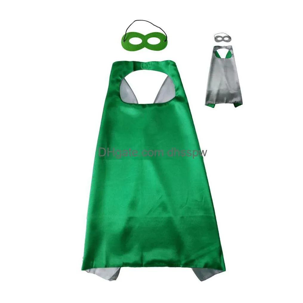 27 inch plain double layer superhero cape with mask set 18 colors choice superhero cosplay cape fancy dress for birthday christmas