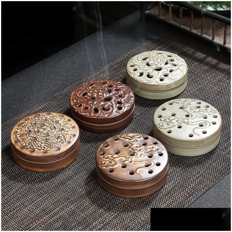 creative portable holder box incense burner ceramic smoke fountain oil diffuser porta incenso home decor bw50xx fragrance lamps