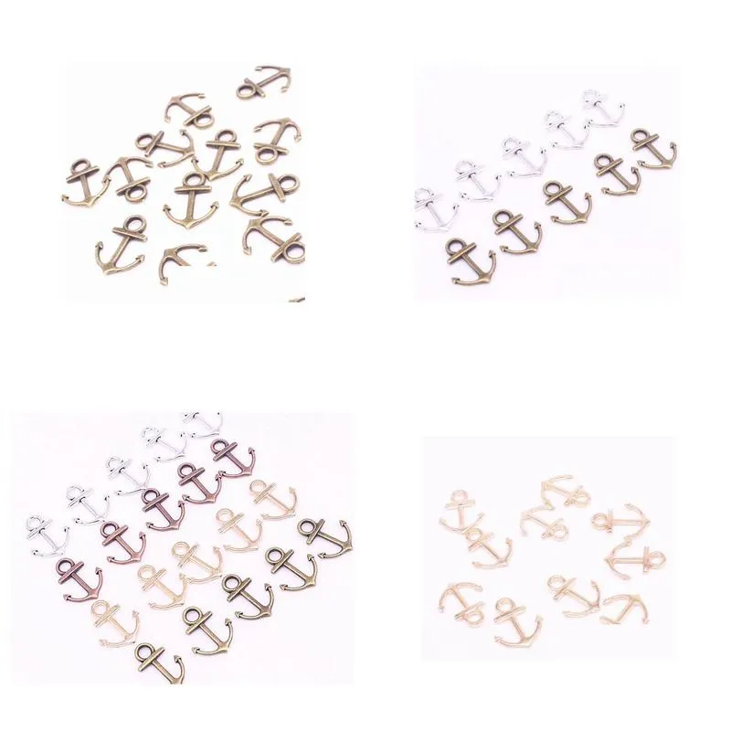 Charms Alloy 150Pcs Vintage Style Bronze Sier Zinc Nautical Anchor Charms Necklace Pendant For Jewelry Making 15X19Mm Jewelry Jewelry Dhpeo