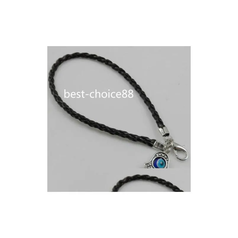 Charm Bracelets 50Pcs/Lot Mixed Hamsa Hand Evil Eye Leather Cord String Bracelets Lucky Charms Pendant Gift 20Cm Jewelry Bracelets Dh4Qk