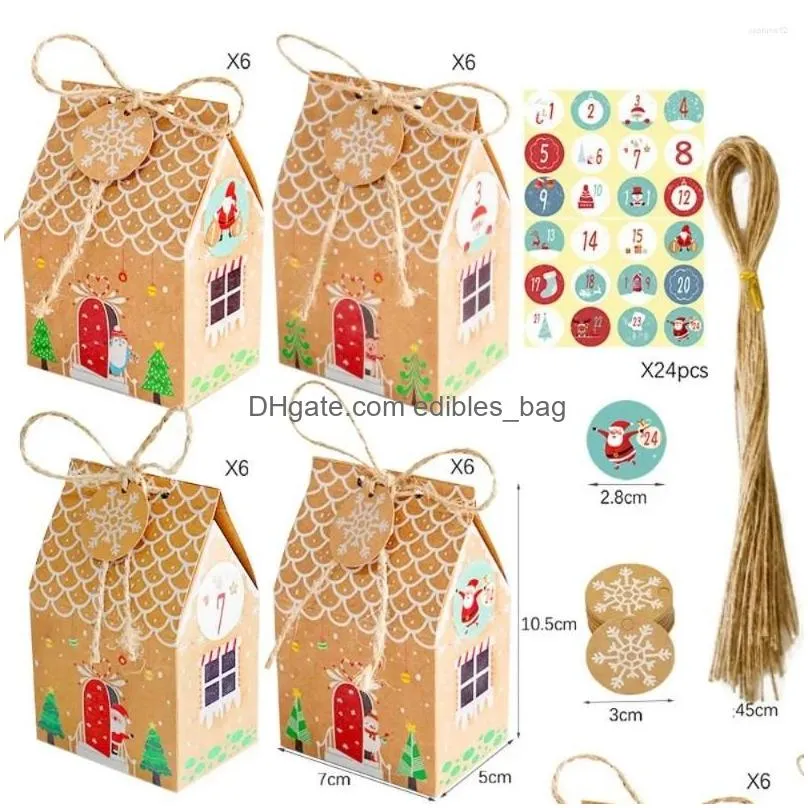 christmas decorations 24pcs diy candy boxes rope house shape gift box year