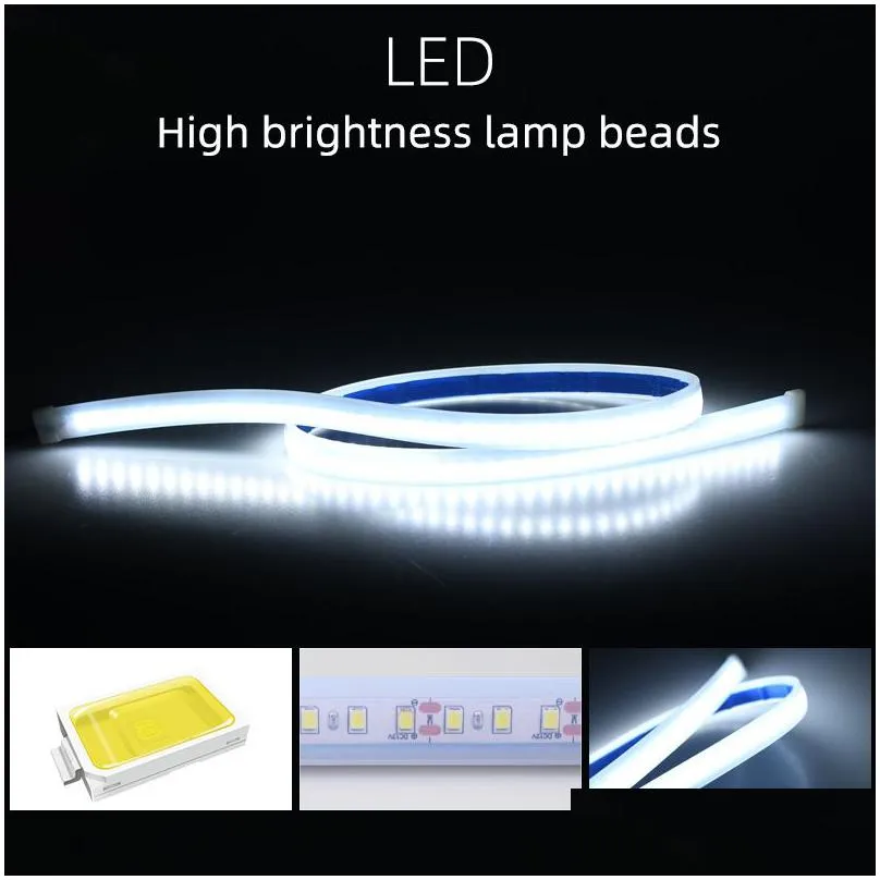 car led hood light strip flexible white running daytime lights decorative backlight long atmosphere lamp for most vehicles 12v