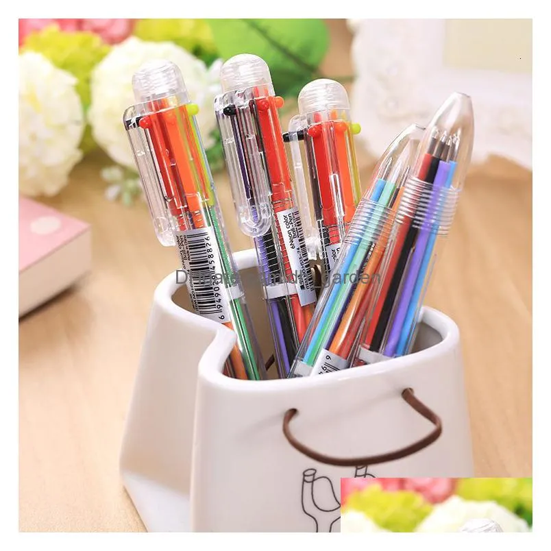 Ballpoint Pens Ballpoint Pens 50 Pcs Wholesale Creative Stationery Transparent 6 Color Pressing Ball Oil 230224 Office Schoo Dhgarden Dh8Dr
