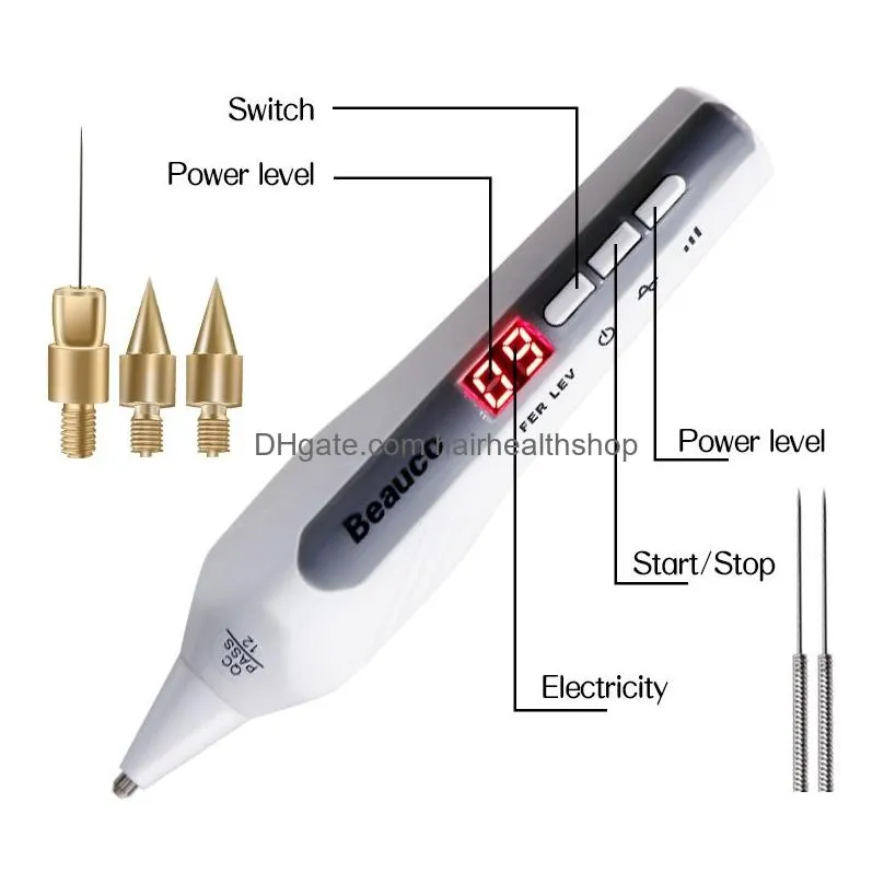 9 levels plasma pen for tattoo removal skin tag remover device dot mole spot wart removal beauty care tool addneedles 2203097570966