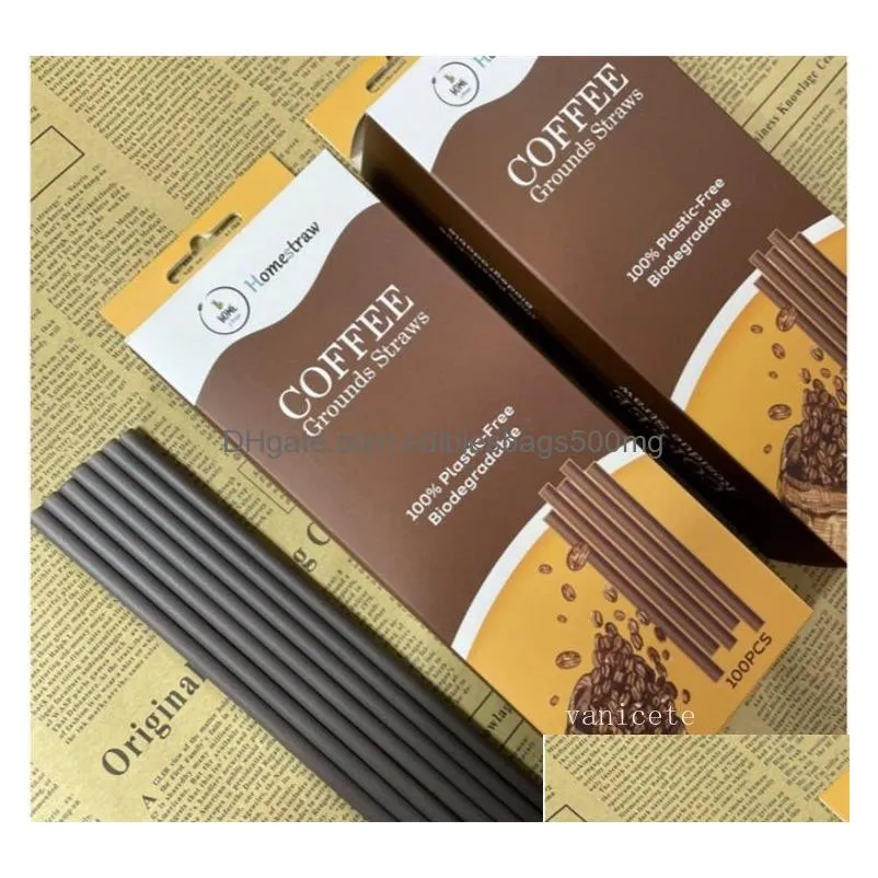 drinking straws food-grade pla coffee grounds straw disposable straws independent packaging environment-friendly for milk tea shop