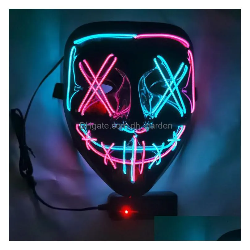 Party Masks Party Masks Halloween Led Light Up Scary Mask For Festival Cosplay Costume Masquerade Parties Carnival Gift 2303 Dhgarden Dhw2A