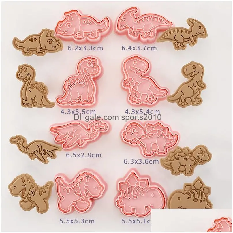baking moulds 8pcsset cookie cutters animal dinosaur type stamp embosser for biscuit pastry bakeware  molds kitchen accessories