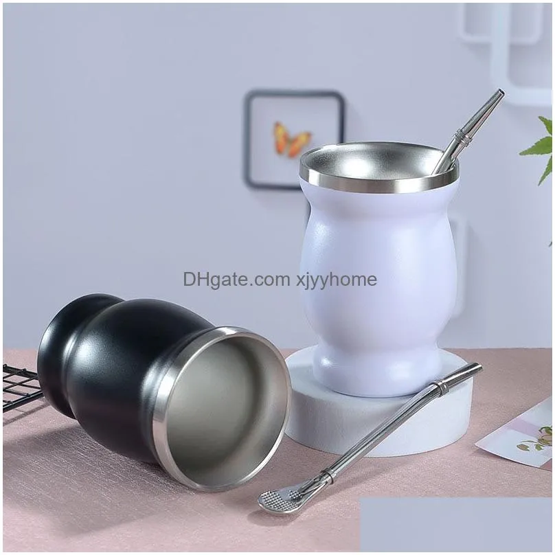 Tumblers 300Ml 304 Stainless Steel Tumblers Mugs Coffee Cups Tee Mug With St Spoon Customise Logo Home Garden Kitchen, Dining Bar Drin Dhr72