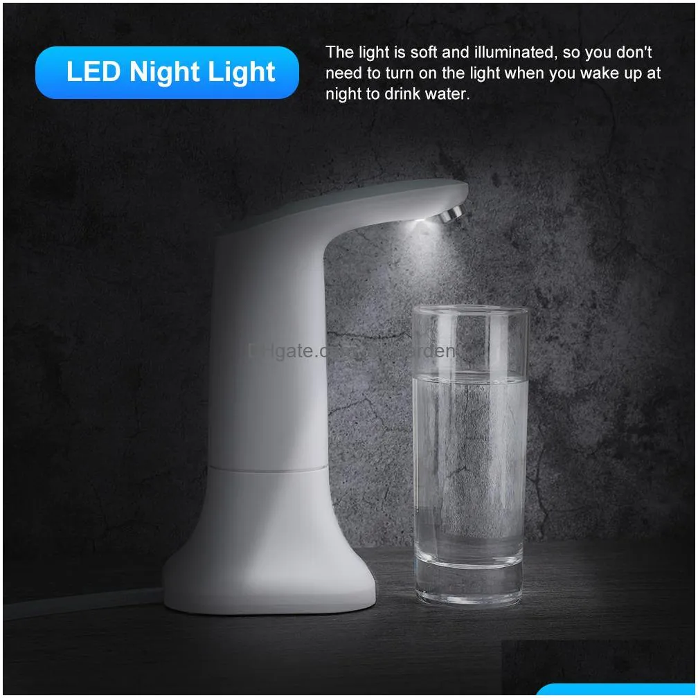 Water Pumps Water Pumps Electric Bottle Matic Drink Dispenser Usb Charging Led Luminous Home Switch Dispensers 230427 Home G Dhgarden Dhbmq