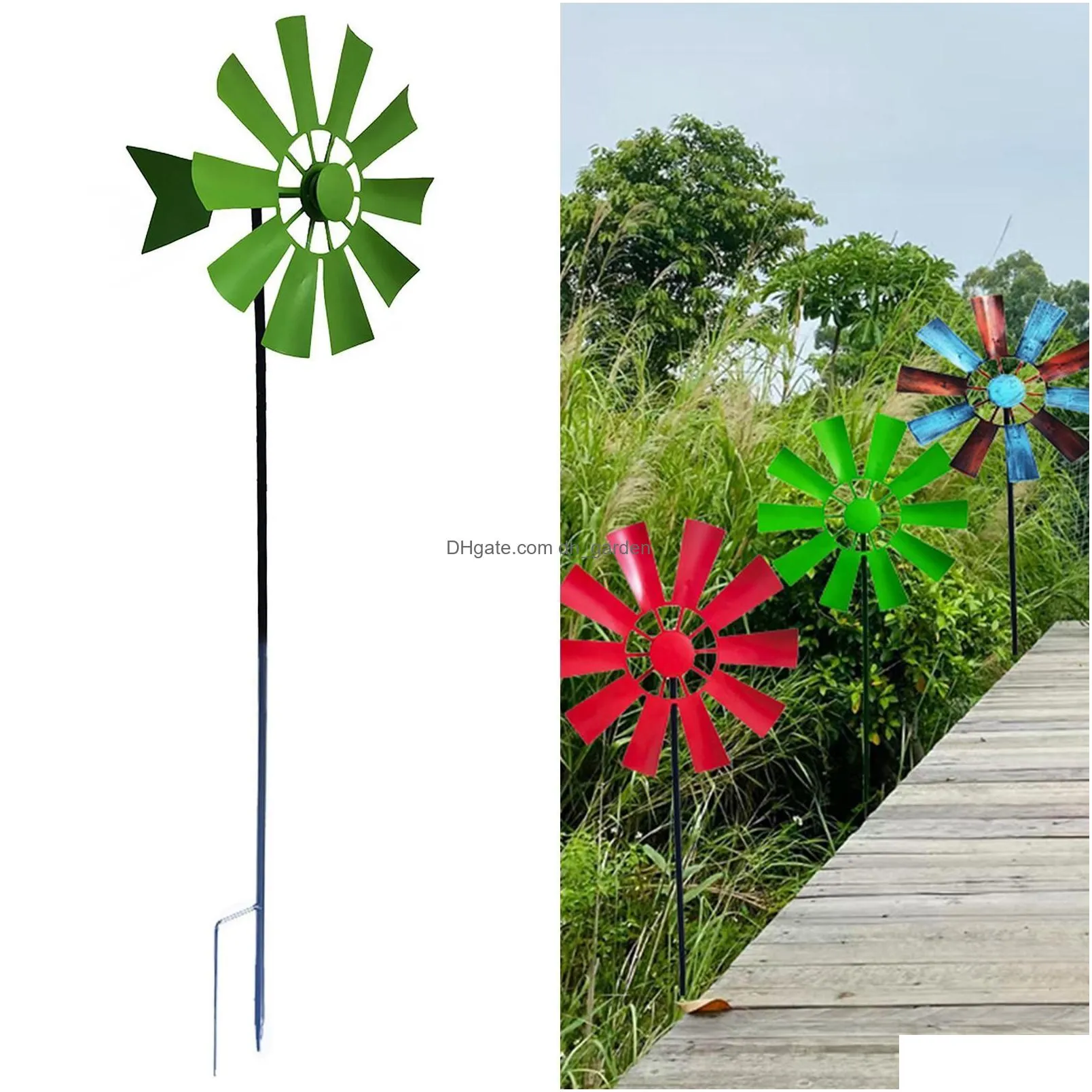 Garden Decorations Garden Decorations 28In Wind Spinner Decorative Lawn Ornament Mill Scpture Metal Windmill For Yard Outdoo Dhgarden Dhhem