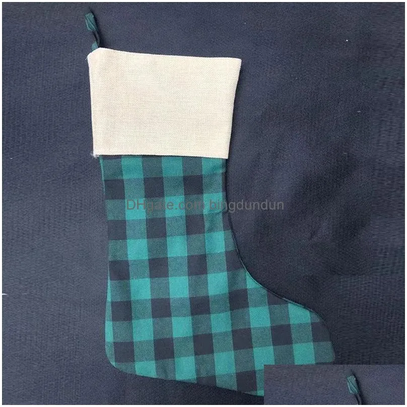 christmas socks decorations candy gift bags sublimationimitation linen plaid