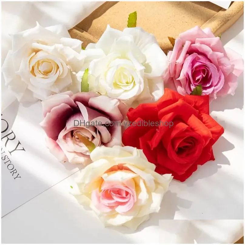 christmas decorations 100pc 10cm wholesale artificial flowers for scrapbook christmas home decor wedding garden rose arch fake silk head candy box