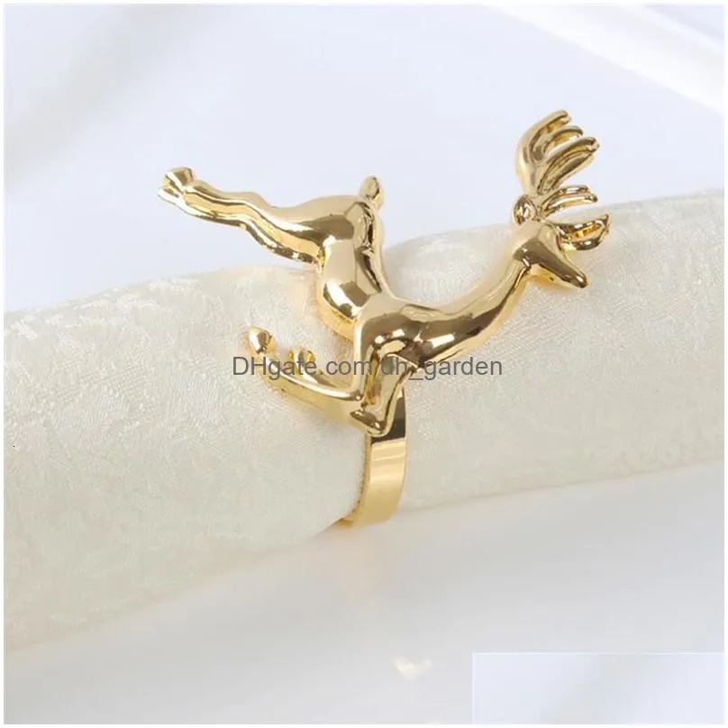 Napkin Rings Napkin Rings 12Pcs Christma Elk Holder Alloy High Quality Cute Deer Xmas Delicate Ring Bar Restaurant Christmas Dhgarden Dhdxy