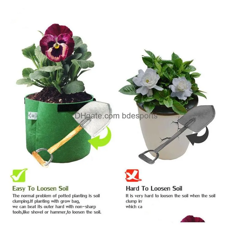 premium series plant grow bags 2-10 gallon round non-woven fabric plant pots pouch root container flower pots garden handles weight