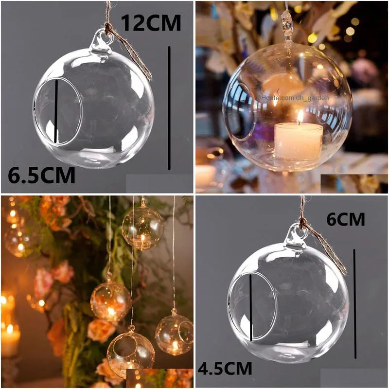 Candle Holders Nordic Style 6/8/10/12Cm Glass Candle Holder Set Tea Light Round Wedding Home Party Decor Romantic Vase Candl Dhgarden Dhvuw