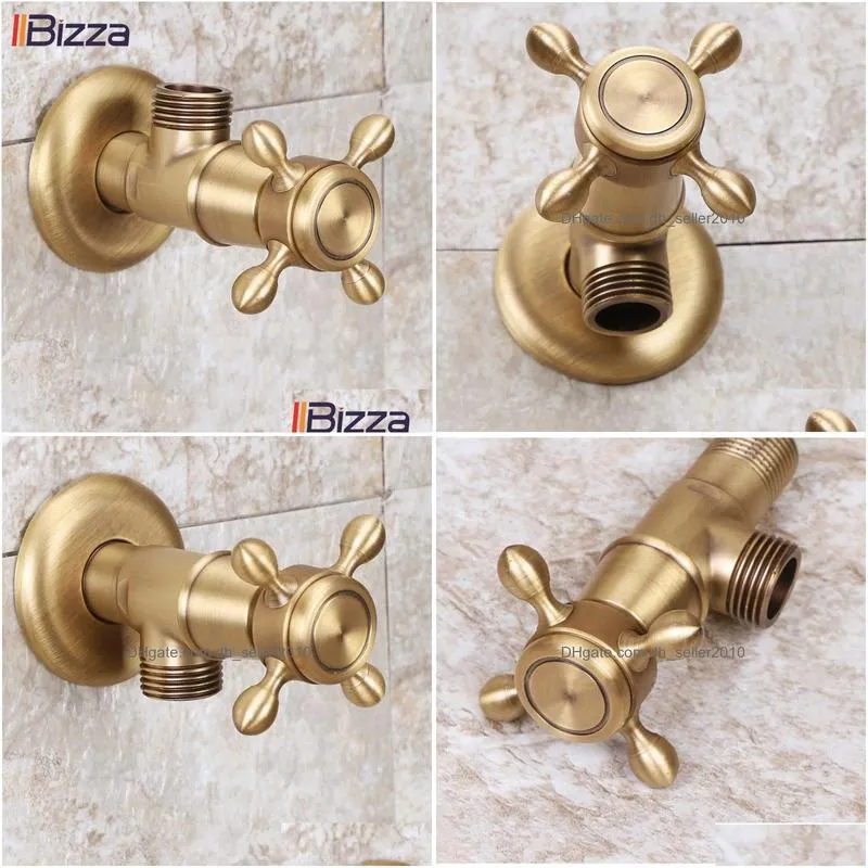 antique brass triangle water control faucet stop bathroom accessories kitchen 1/2 angle wall toilet filling s 210727