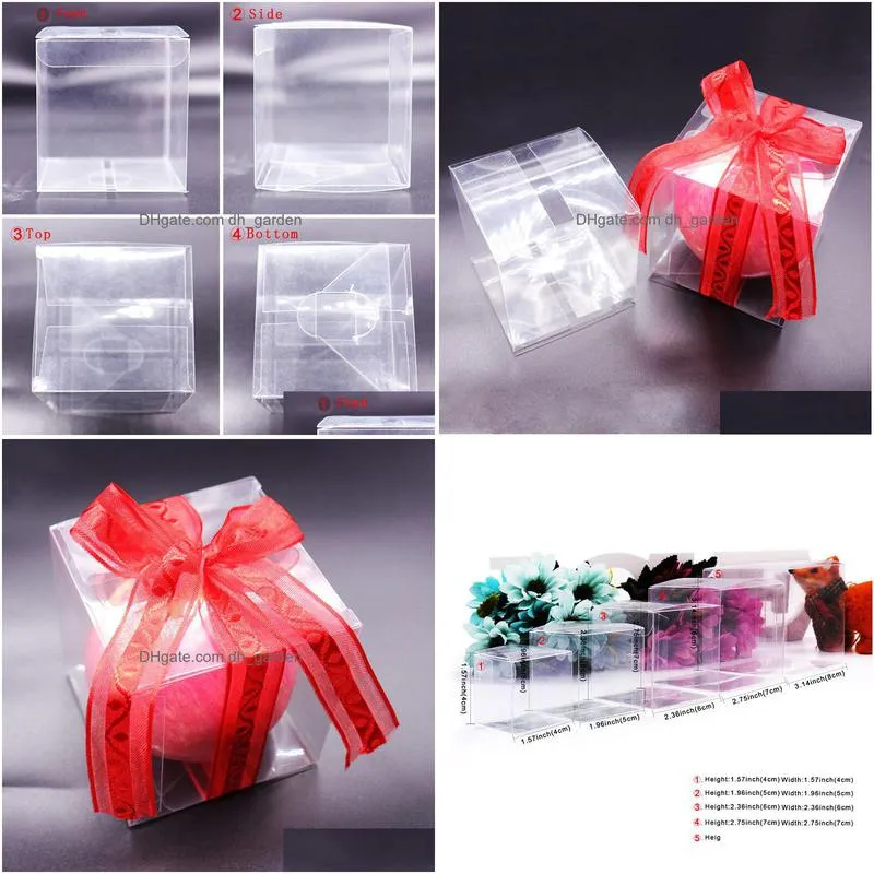 Gift Wrap Gift Wrap 50Pcs/Set Candy Box Packaging Birthday Wedding Favor Chocolate Event Sweet Bags Jewelry Pvc Clear Wholes Dhgarden Dh4Nv