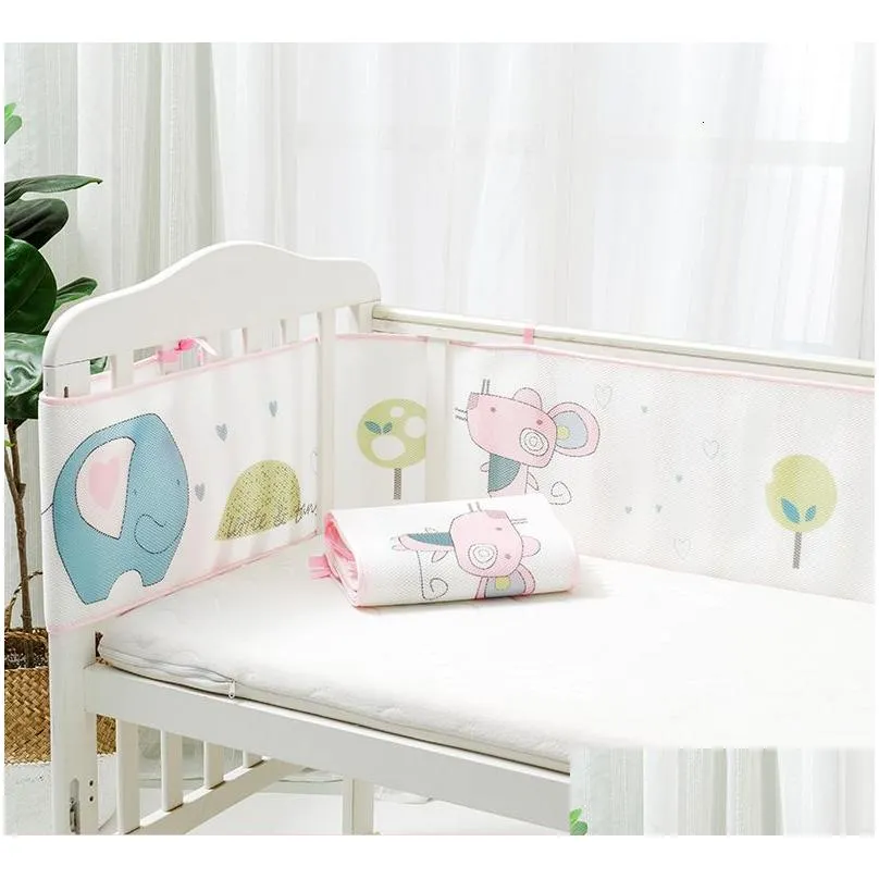 Bed Rails Bed Rails Breathable Bumper Cribs Safe Washable Babies Bedding Bumpers Crib Padded Liners Playpen For Children 230828 Baby, Dh9T8